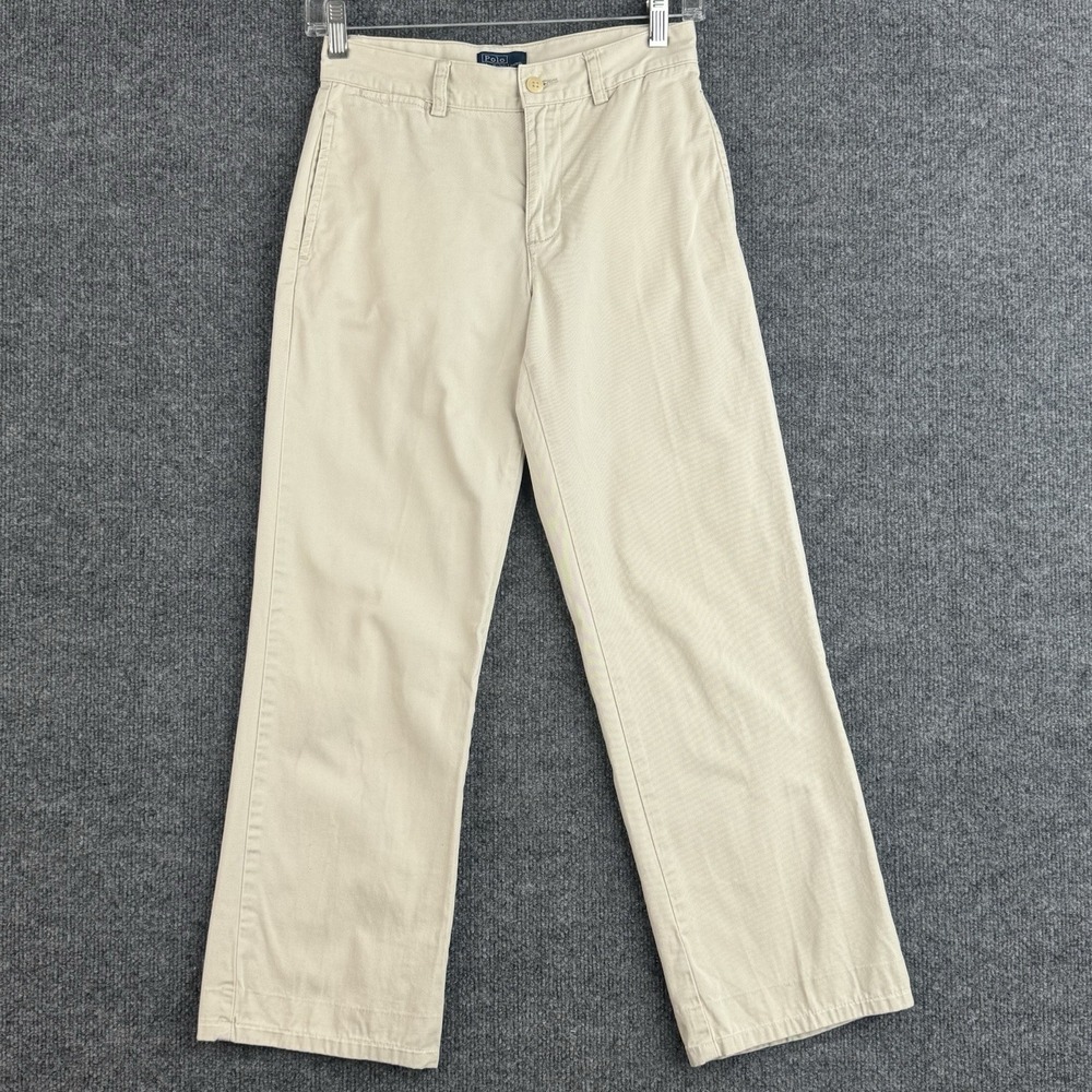 Polo Ralph Lauren Chino Pants Womens 12 Beige Straight Wide Leg Classic Casual